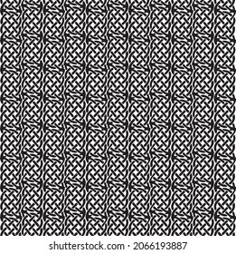 Patrón de tejido de nudo celta ilustrado en blanco y negro. Diseño gráfico de vectores.