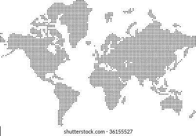 Black and white Illustrated world map (vector)