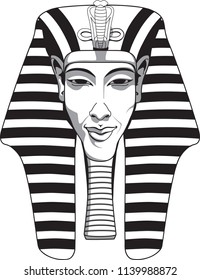 Black & white illustration of the 18th dynasty ancient egyptian pharaoh, Akhenaten. 