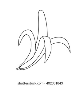 Black and white illustration of abstract banana. Ready for coloring, it also may be used for coloring book, page.