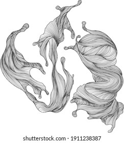 Black and white illustration of abstract composition