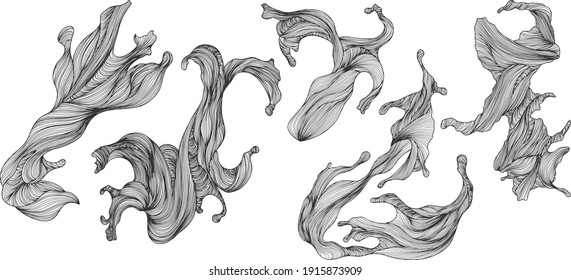 Black and white illustration of abstract composition