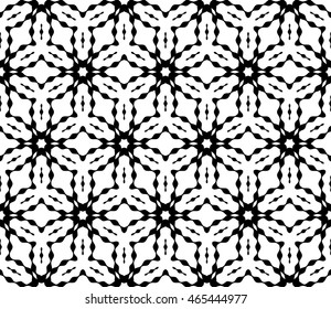 Black and white illustration. Abstract delicate image obtained by rotating circles and ovals. Vector. For the design, printing, interior design. Seamless pattern.