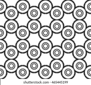 Black and white illustration. Abstract delicate image obtained by rotating circles and ovals. Vector. For the design, printing, interior design. Seamless pattern.