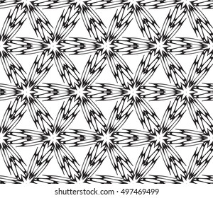 Black and white illustration. Abstract floral pattern. geometry design. Vector. For the design, printing, interior design. Seamless pattern.