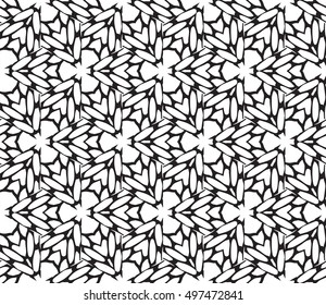 Black and white illustration. Abstract floral pattern. geometry design. Vector. For the design, printing, interior design. Seamless pattern.