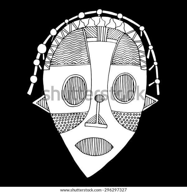 Black White Illustration African Mask Stock Vector (Royalty Free ...