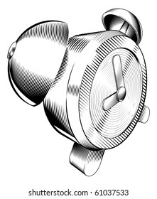 a black and white illustration of an alarm clock