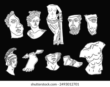 Black and White illustration of Ancient Rome Sculptures