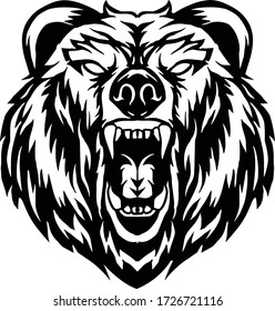 Black White Illustration Angry Bear Stock Vector (Royalty Free ...