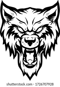 ilustración en blanco y negro de un lobo enojado