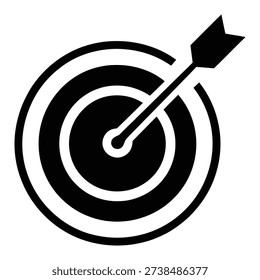 A black and white illustration of an arrow hitting the center of a target