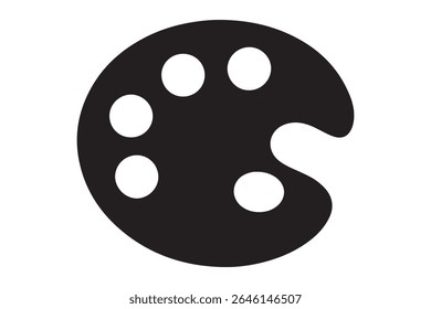 A black and white illustration of an artist paint palette