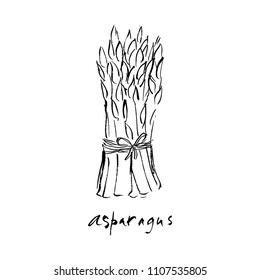 Black and white illustration of asparagus.