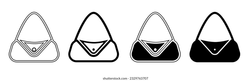 Black and white illustration of a bag. Bag icon collection with line. Stock vector illustration.