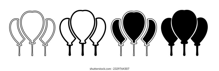 Black and white illustration of a ballon. Ballon icon collection with line. Stock vector illustration.