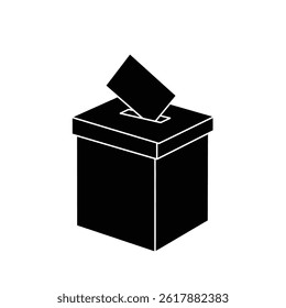 Black And White Illustration Of Ballot Box With Vote Symbolism