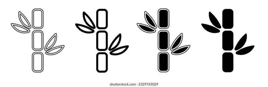 Black and white illustration of a bamboo. Bamboo icon collection with line. Stock vector illustration.
