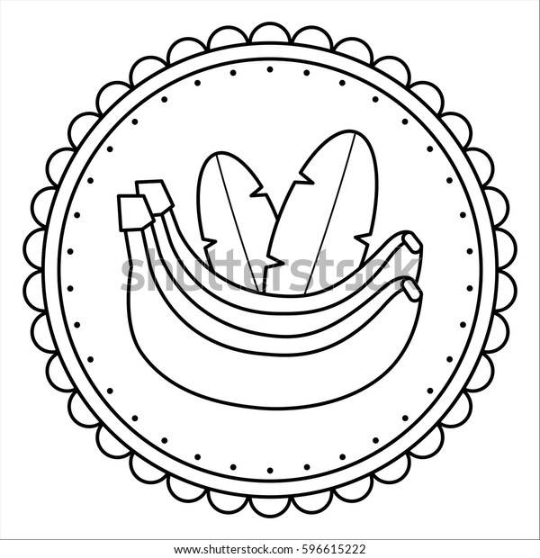 Black White Illustration Banana Coloring Page Stock Vector Royalty Free 596615222