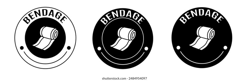Black and white illustration of bandage icon in flat. Stock vector.