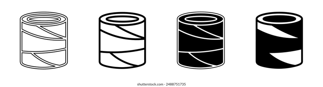 Black and white illustration of a bandage. Bandage icon collection with line. Stock vector illustration.