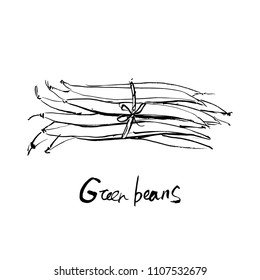 Black and white illustration of bean sticks.
