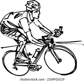 black and white illustration of the bicycle rider silhouettes