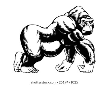 Ilustración en blanco y negro de Big Gorilla