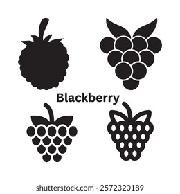 A black and white illustration of a blackberry