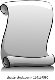 Black and White Illustration of a Blank Scroll 