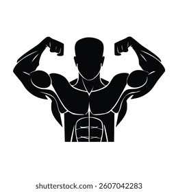 Black and white illustration of body builder