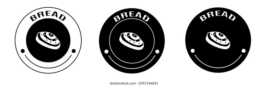 Black and white illustration of bread icon in flat. Stock vector.