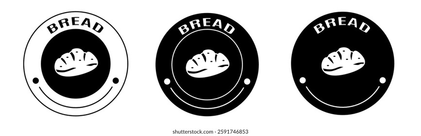 Black and white illustration of bread icon in flat. Stock vector.