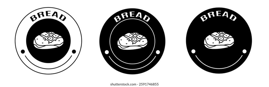 Black and white illustration of bread icon in flat. Stock vector.
