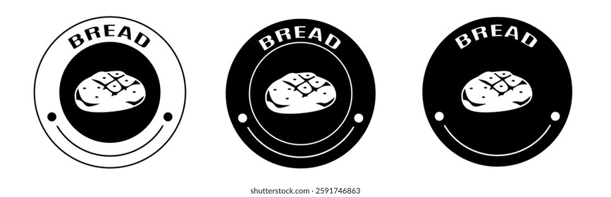 Black and white illustration of bread icon in flat. Stock vector.