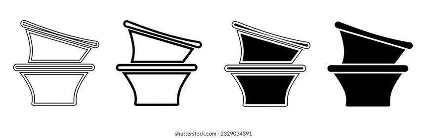 Black and white illustration of a bucket. Bucket icon collection with line. Stock vector illustration.