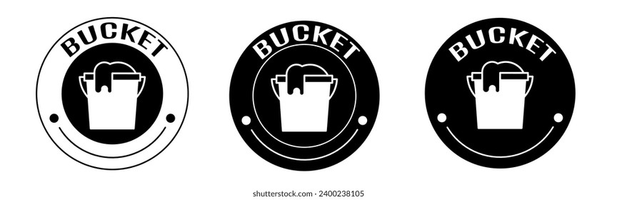 Black and white illustration of bucket icon in flat. Stock vector.