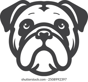 a black and white illustration of a bulldog dog