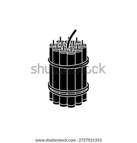 Black and white illustration of a bundle of dynamite sticks with a lit fuse, symbolizing danger, explosion, and power.