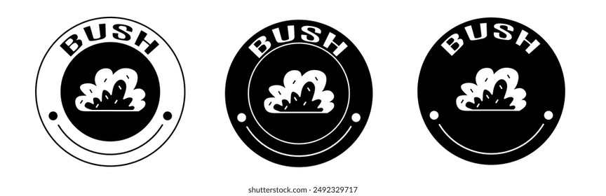 Black and white illustration of bush icon in flat. Stock vector.