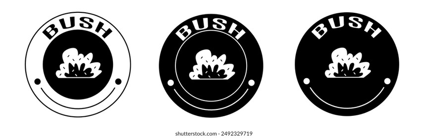 Black and white illustration of bush icon in flat. Stock vector.