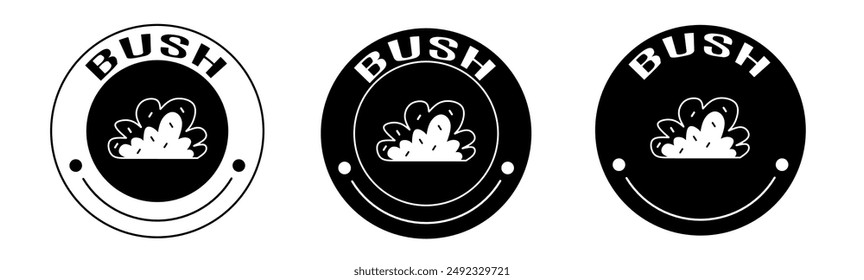 Black and white illustration of bush icon in flat. Stock vector.