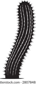 Black and white illustration of a cactus with long spines illustration succulent botanical background xerophyte