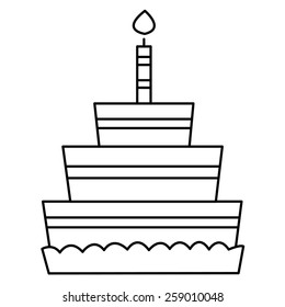 Black and white illustration of a cake. Vector.