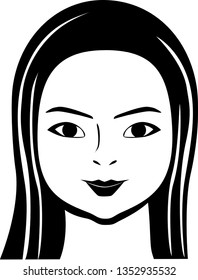 Black and white illustration of calm Chinese woman