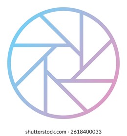 Black and white illustration of a camera aperture symbol. Minimalist design, perfect for photography-related concepts