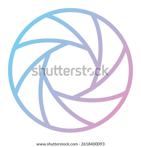 A black and white illustration of a camera aperture symbol or icon. This graphic element is perfect for web design, photography-related projects