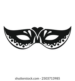 Black and white illustration of a carnival mask with floral decoration, perfect for themes like celebration, party and mystery