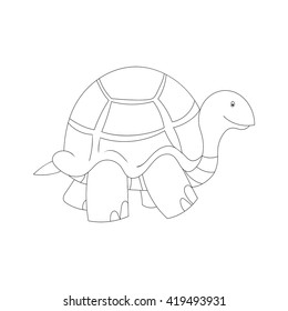 Black and white illustration of cartoon turtle