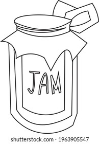 black and white illustration of cartoonish apple jam